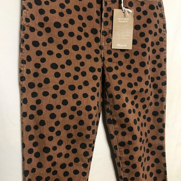 NWT Madewell Brown Leopard Dot 10” High-Rise Lyocel Skinny Pants Womens Sz 27 - Picture 9 of 16